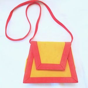 Vintage Pancaldi Suede Clutch Yellow & Orange